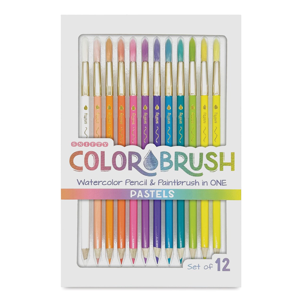 Snifty Colorbrush Watercolor Pencil Brush Set - Pastel Colors, Set of 12